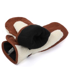 Harssidanzar Men's Winter Mittens Suede Thinsulate Lined Winter Mittens SM040EU, Beige/Light Brown, Size XXL