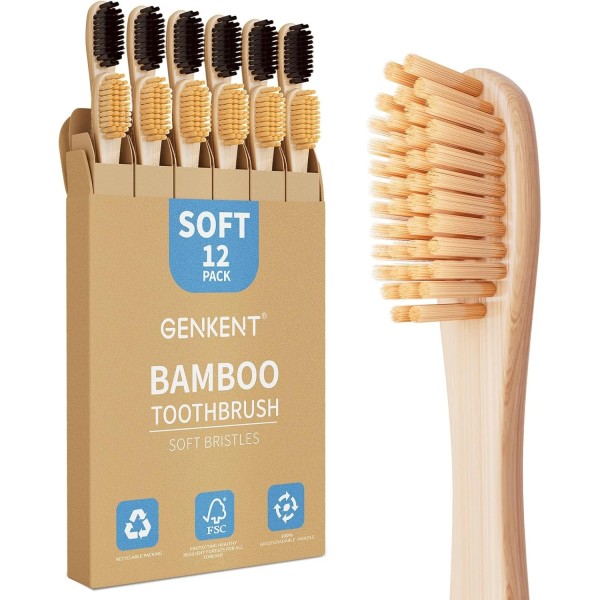 unbranded Bamboo Toothbrushes BPA Free Soft Bristles 12 Counts Travel