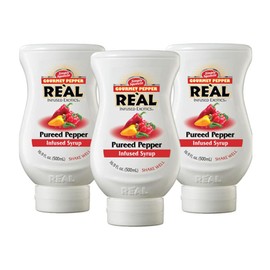Gourmet Pepper Reàl Infused Exotics, Pureed Pepper Infused Syrup, 16.9 FL OZ Squeezable Bottle (Pack of 3)