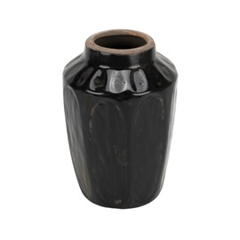 100 North PD Home & Garden Decorative and Functional Décor 6.8 Inch Sculpted Jar Flower Pot Vase, Artistic Black Finish