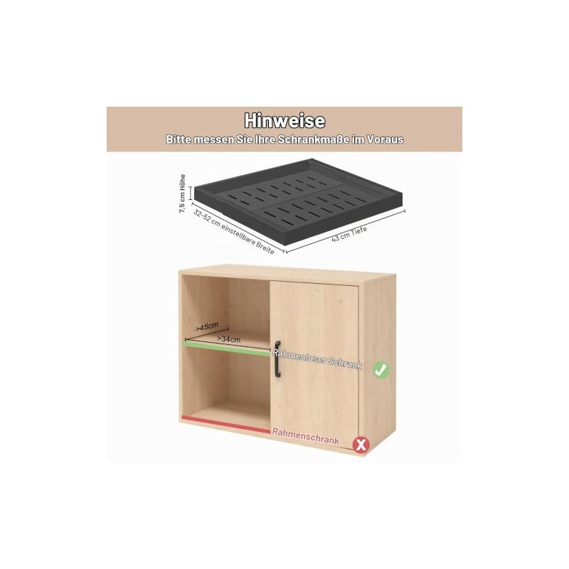 Telescopic Drawer for Gluing, Pack of 2 Extendable Kitchen Drawers,