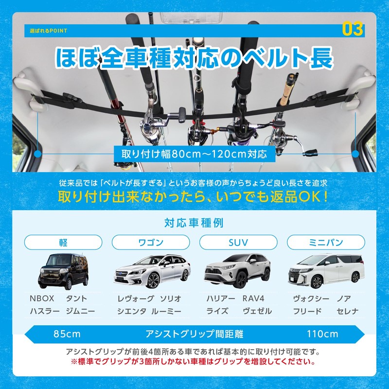 [Rod Won't Slip] Rod Holder for Cars, Rod Carrier, Holds