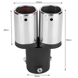 Car modified double exhaust rear pipe, stainless steel universal silencer, tailpipe, throat chrome trim, car exhaust pipe