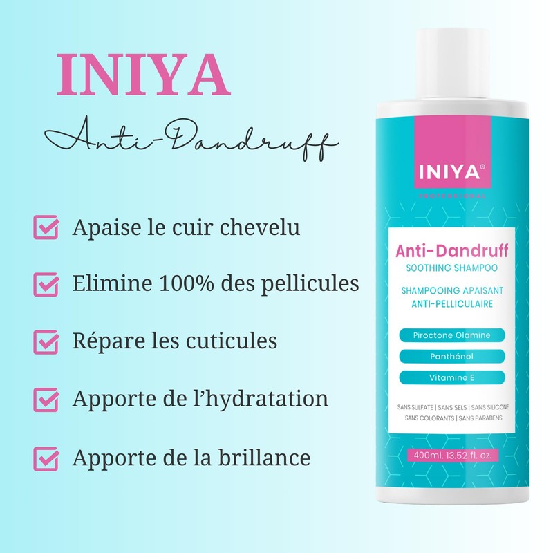 Iniya Anti-Dandruff Shampoo gegen Haare, 400 ml | Shampoo ohne