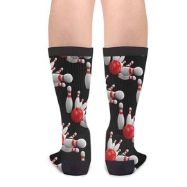Sport Bowling Unisex Adult Fun Cool 3D Print Colorful Athletic Sport Novelty Crew Tube Socks