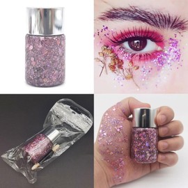 Gel metálico con purpurina con cepillo incluido para decoración de arte corporal y joyas, decoración de fiesta, maquillaje con purpurina