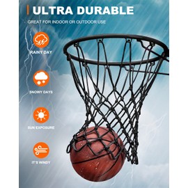 XXXYYY Black Basketball Net Outdoor Heavy Duty, 2022 Newest Professional On-Court Quality [6.88Ounce], Fits Outdoor Standard Size Hoop, All Weather Anti Whip-12 Loops