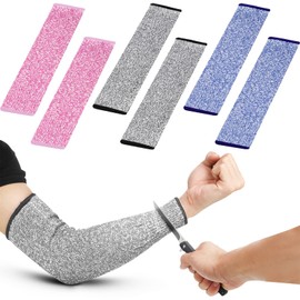 Chuarry 3 Pairs Cut Resistant Arm Protectors for Thin Skin and Bruising Level 5 Arm Protective Sleeves for Men Women (Gray, Pink, Blue)