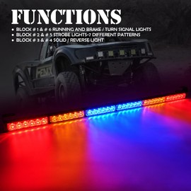 Xprite 36" Rear LED Chase Light Bars, All in One w/Strobe Brake Reverse Light for Jeeps, Yamaha, Can-Am Maverick X3, ATV, UTV, Side by Side and Offroad Vehicles - RYBBYR