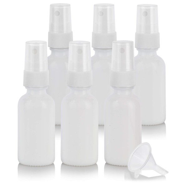 1 oz Opal White Glass Boston Round White Fine Mist