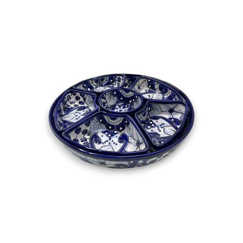 Handmade Talavera Mexican Pottery - Blue and White 7-Piece Appetizer