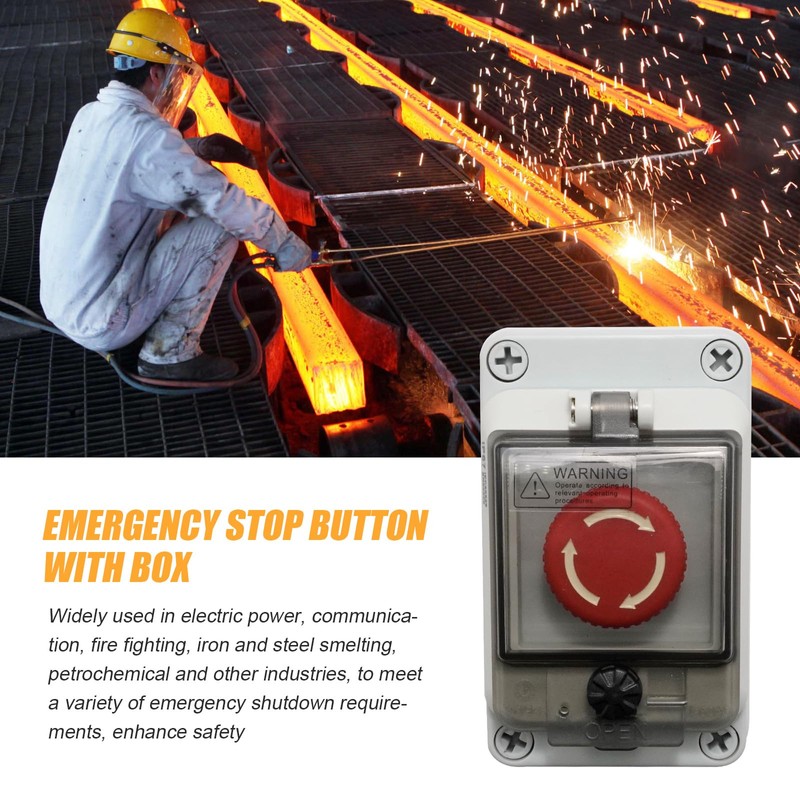 MDEOOSKY IP67 660V 10A Emergency Stop Button with Box, Emergency