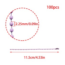 YUYUDEHM 100 PCS Ball Chain Metal Beaded Keychain with Connector for Craft DIY Jewelry Making(10 Colors)