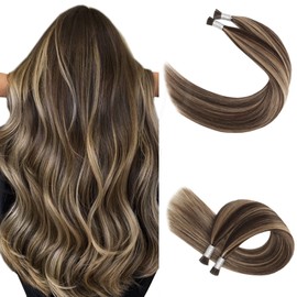 Sixstarhair Highlight Color Hair Extensions I Tip Hair Extensions Chocolate Brown Highlighted Caramel Blonde Color 4/27 Cold Fusion Itip Hair Extensions 22 Inch Keratin Hair Extensions 50g/Pack