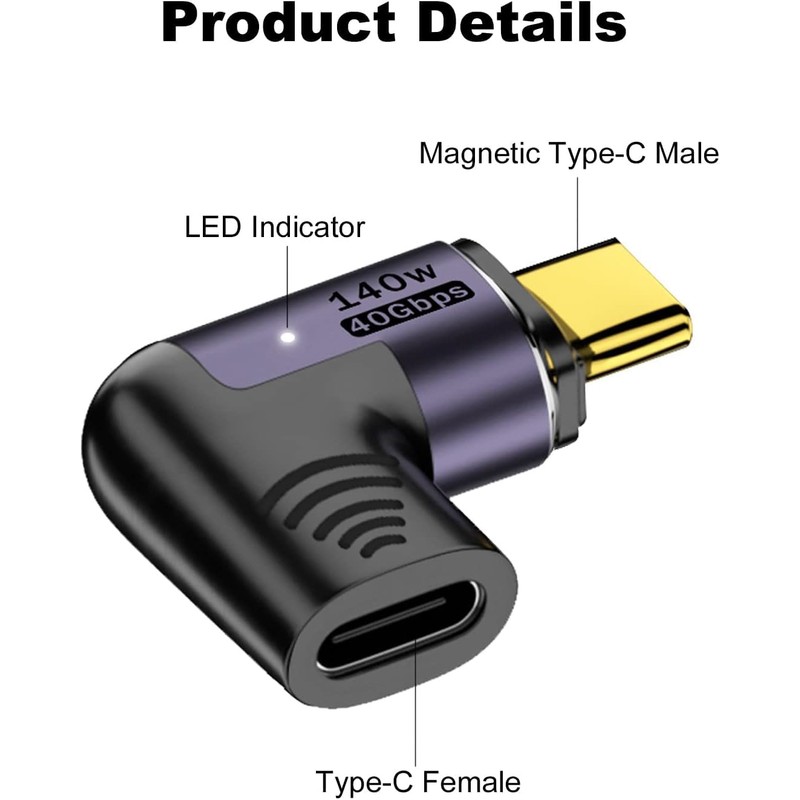 USB C Magnetic Adapter Converter, USB 3.1 40Gbps, 140W PD