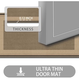 LYGLIGH Ultra Thin Door Mat Indoor Entrance, 1/10 in Thin Door Mats for Inside Entry, Non-Slip Rubber Backing Washable Doormat, Fade Resistant, Absorbent, Low Profile Dirt Trapper, 35"X24",Brown