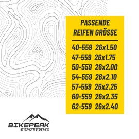 BikePeak 2 x Bicycle Inner Tubes MTB 26 Inch with Black Schrader Valve 40 mm – Tube AV Schrader Valve, ETRTO 40/62-559, 650B – Set of 2 Tubes Monty Fudgy