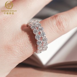 US Warehouse In-stock 925 Silver Tennis Moissanite Ring 4mm Width High Quality VVS Grade Moissanite Gemstones Fast ShippingColor: Silver, Ring Size: US 7.5#, Design: 4mm