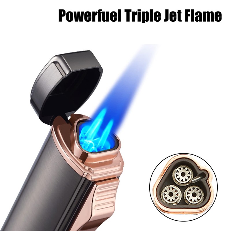 420 Carbon Steel 𝐂𝐮𝐭𝐭𝐞𝐫 and Lighter Set, Built-in 𝐏𝐮𝐧𝐜𝐡, Triple