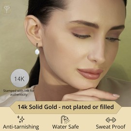 MAX + STONE 14k White Gold Solitaire Oval Cut Created Opal Drop Dangle Earrings for Women with 10mm x 8mm October Birthstone and Push Back