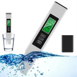 3in 1 TDS 미터 디지털 수질 테스터 EC/온도 0-9990ppm 휴대용 음주용 가죽 케이스 포함 [01 white with case] 3 in 1 TDS Meter Digital Water Quality Tester EC/Temperature 0-9990ppm Portable Drinking with Leather Case Included [01 white with case]