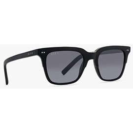 DIFF Eyewear Billie Matte Black + Blue Gradient Flash Polarized Lens Sunglasses