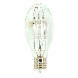 Satco S5881 Mogul Extended Base Metal Halide HID Light Bulb, 200 Watts, 20000 Lumens, ED28 Shape, EX39 ANSI Base, 4200 CCT (Kelvin), 360 Beam Spread, 15000 Average Rated Hours, Clear Finish