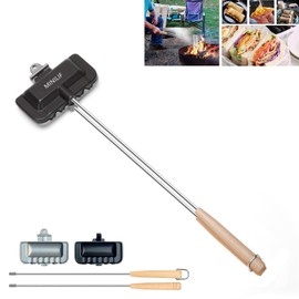 MINILIF Double-Sided Sandwich Baking Pan,Hot Sandwich Maker,Double Sided Frying Pan for Breakfast Omelets Pancakes, Frittata and Toast,Nonstick Sandwich Maker,Hot Dog Toaster(Long Handle)