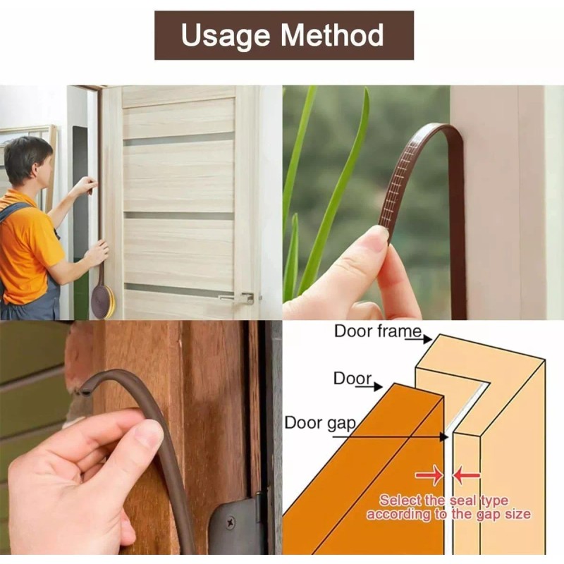SANBREVE Tira De Sellado Puerta Insonorizante Cuña Para Puerta 6pcs