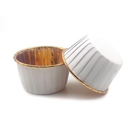 Mombake Aluminum Foil Standard Muffin Cupcake Liners, Disposable Baking Cups with Vibrant Color for Party Celebration, White 50-Count