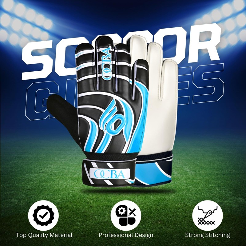 OCBA Goalkeeper Gloves for Kids With Super Grip Latex, Shock
