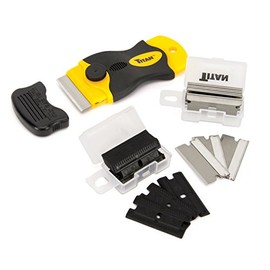 Titan Tools 17013 4-Inch Mini Razor Scraper with (10) Non-Marring Plastic Blades and (11) #20 Steel Blades