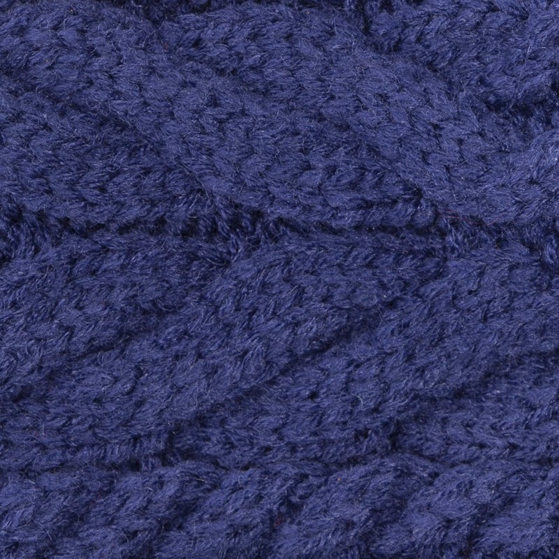 Aran Workshop Buttoned Knitted Style Cable Headband (Navy)