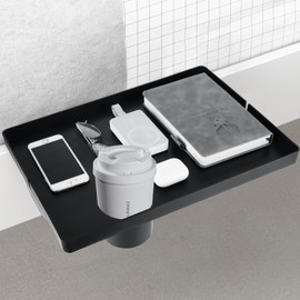 LOPYXBR Black Bedside Shelf for Bed Bunk Bed Shelf for Top Bunk Bed Side Table Floating Bunk Bed Tray Plastic Loft Bed Shelf Attachment for Top Bunk Bed Night Stand for Dorm Room Decor Dorm Essentials