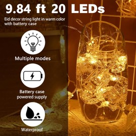 NOJGAC 2 PCS Eid Mubarak Decorations Eid String Lights, Ramadan Mubarak String Lights, Ramadan Mubarak Decorations, Star Fairy String Lights for Eid Festival Christmas Home Outdoor Garden Decorations