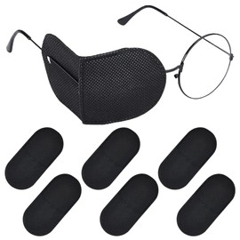 CREATCABIN Pack of 12 Eye Patches for Glasses Treat Lazy Eye Patch Amblyopia Strabismus Eye Patch Textile Eye Patch to Cover the Left Right Eye Adults Toddlers Black 12 x 5.6 cm