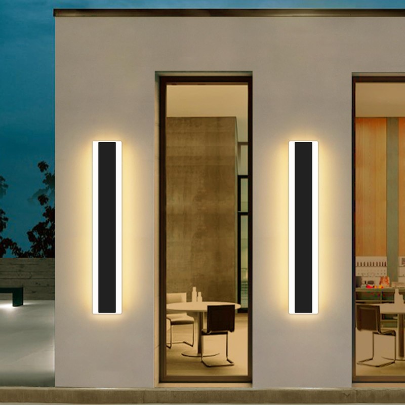 Mikeru Modern Wall Light, 3000k-6000k Dimmable Sconce 23.6inch Black Exterior