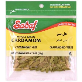 Sadaf Green Cardamom Whole - Green Cardamom Pods for Cooking and Food Seasoning - Middle Eastern Cuisine Cardamon Spice - 0.75 Oz Resealable Bag