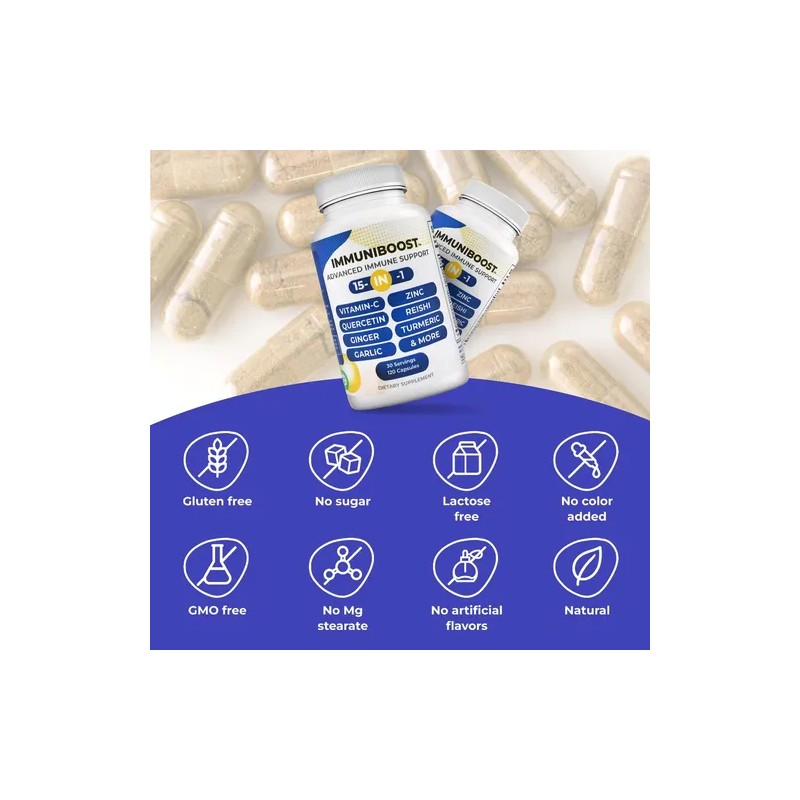 15 En 1 Cápsulas Cúrcuma, Jengibre, Vitamina C Y Zinc
