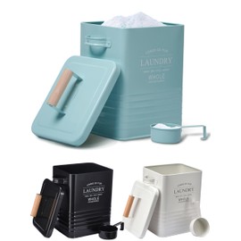 WHOLE HOUSEWARES Laundry Powder Container with Scoop for Detergent Powder - Laundry Detergent Container - Easy-to-Use Dispenser, Ideal for Laundry Room Storage - 10.9 x 9.3 x 6.5 inch - Mint