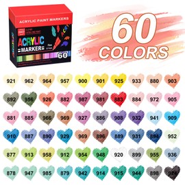 60 Colors Acrylic Paint Markers and ACRYLIAC PAINT PENS for Rock, Wood, Fabric, Glass, Canvas – Paint Marker and paint pens, acrylic Markers for Coloring Books & DIY Crafts