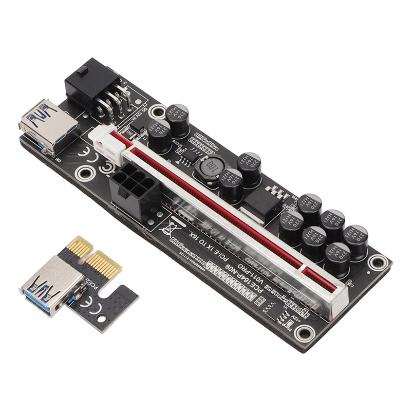 PCIE Riser 1x to 16x Adapter 10 Capacitor Riser Adapter
