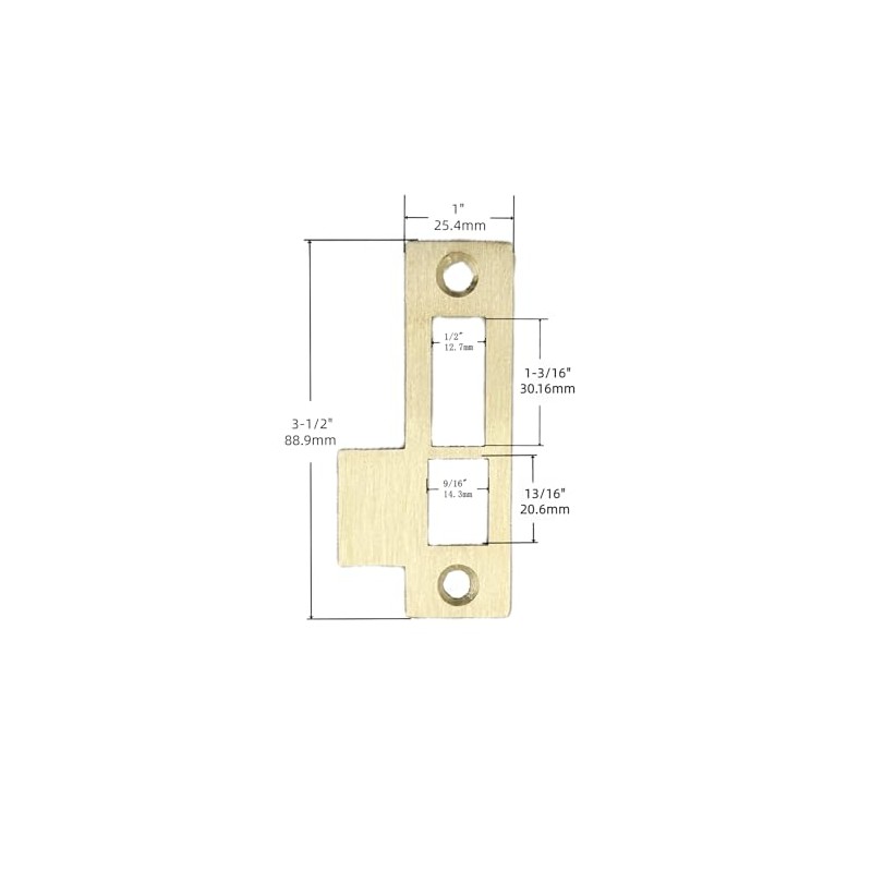 3-1/2" Brushed Brass Mortise Door Strike Plate Replacement Model 312AB