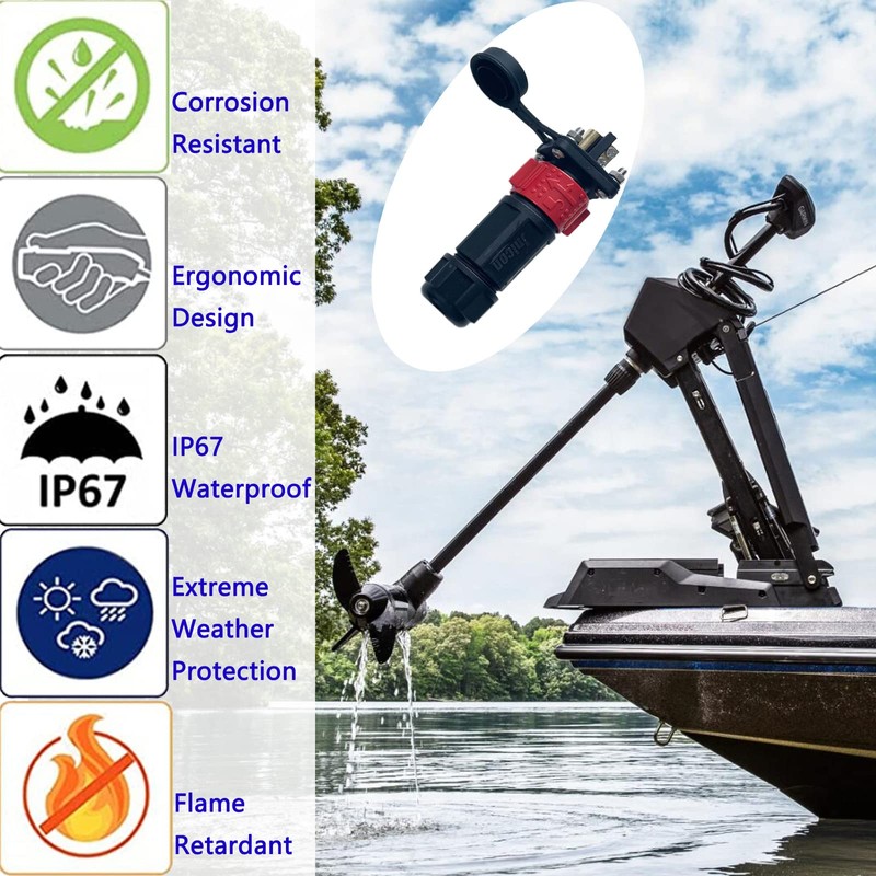 GaiRen 50Amp Trolling Motor Plug Receptacle Set, 12/24/36/48 Volt Marine