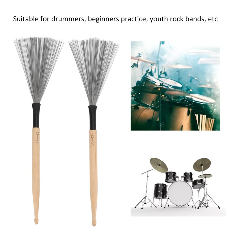 2PCS Drum Brush Double Headed Dual Purpose Maple Drumstick Rubber