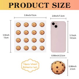 CREATCABIN 128Pcs Cookies Stickers Snack Vinyl Decal Self-Adhesive Waterproof Planner Sticker Round Bulk Brown Stickers for Water Bottles Laptop Luggage Cup Computer Mobile Phone Skateboard 2.5x2.5cm