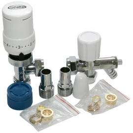 Tower Flue Components TRVPACKDO Thermostatic Radiator Valve with Drain/Off Lockshield - Chrome