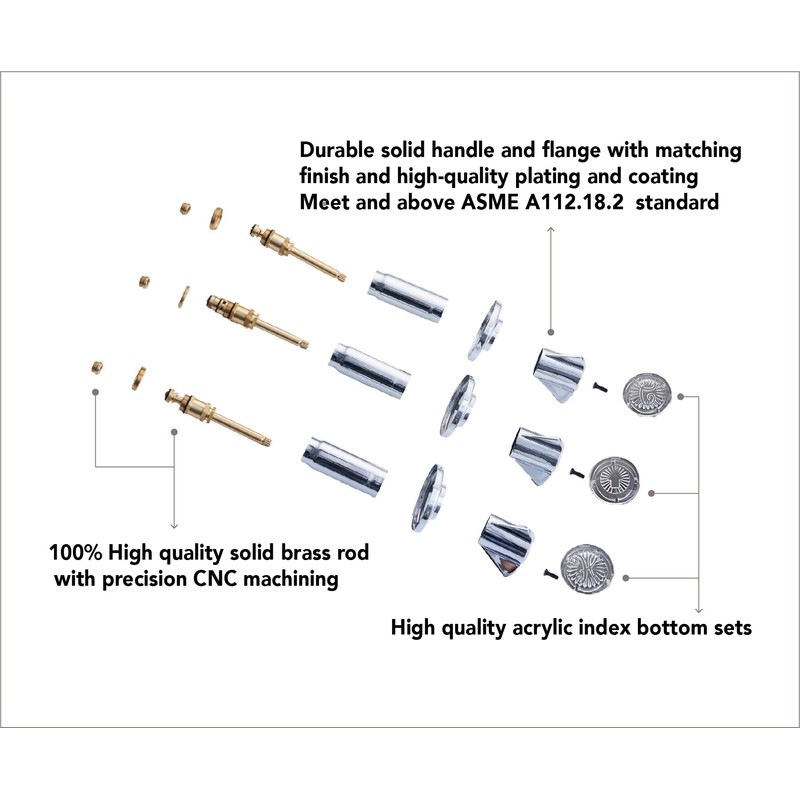 SENTO Bathtub and Shower 3 Handle Tub Trim Set For