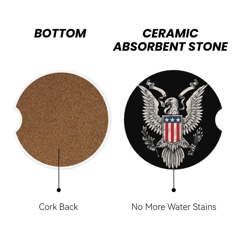 SimpleSteet Absorbent Ceramic Car Coasters for Cup Holders, Bald Eagle