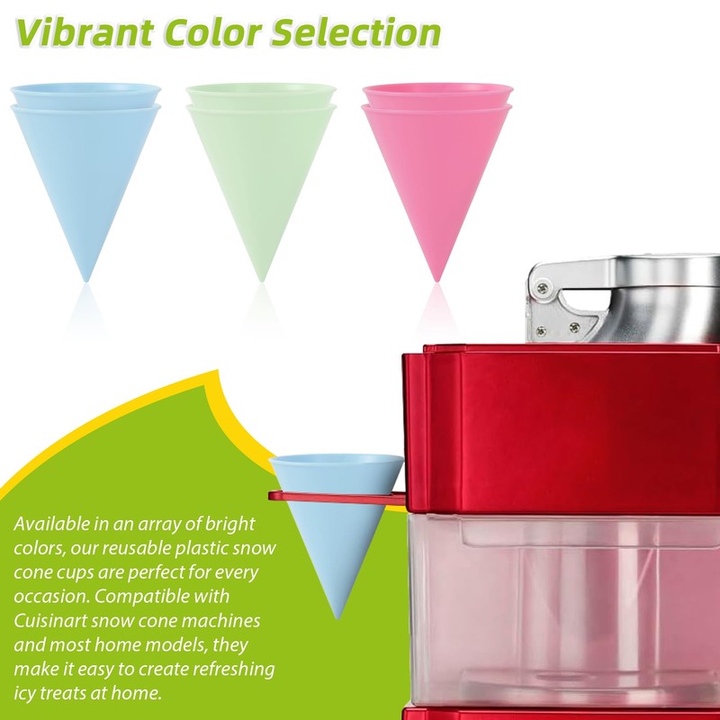(6-pack) Calvana Reusable Plastic Snow Cone Cups Kit, Includes Leakproof
